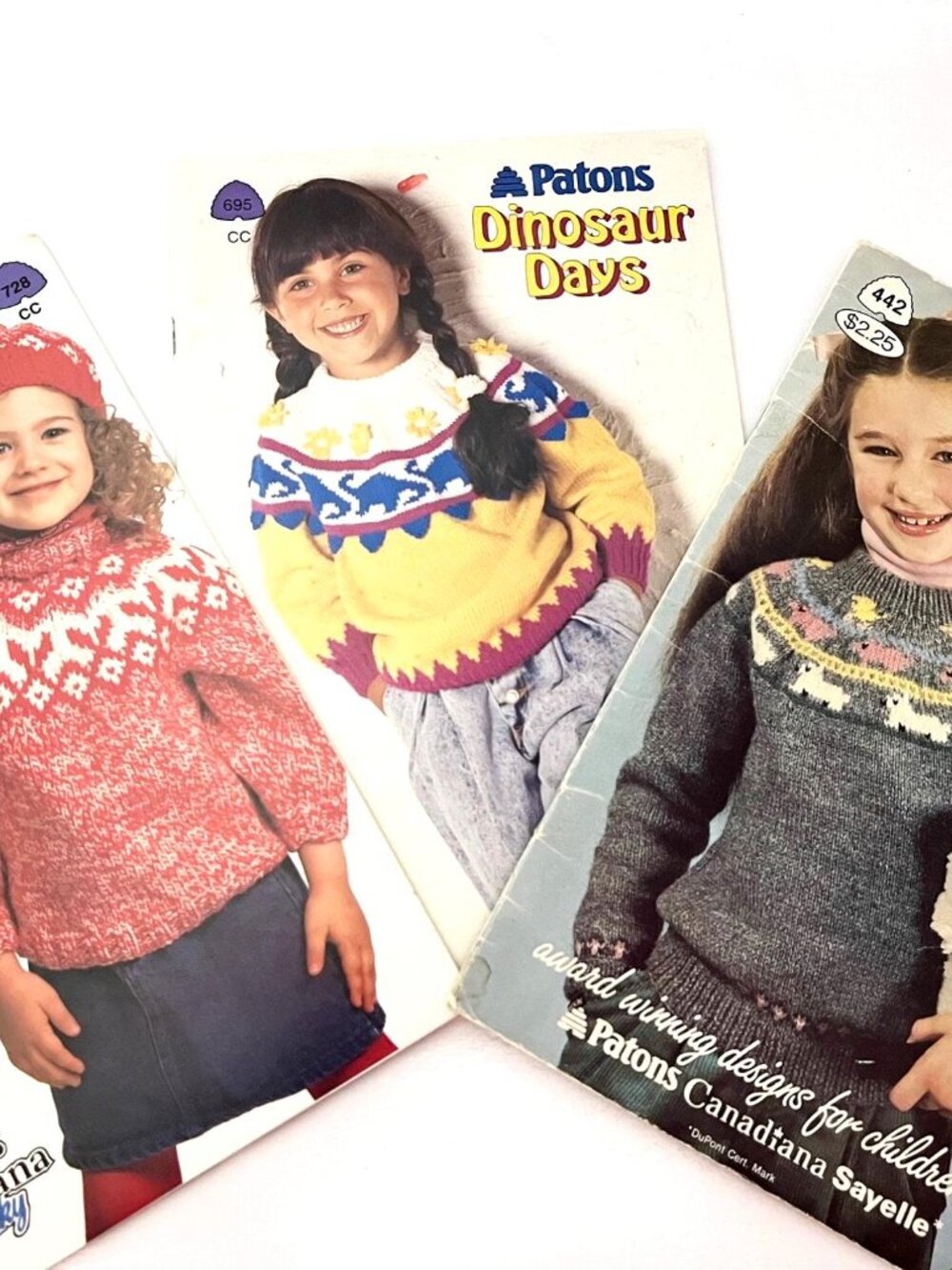 Kids Knitting Pattern Booklets - Lot of 3 Cardigans Hats, Graphs, Fair Isle more